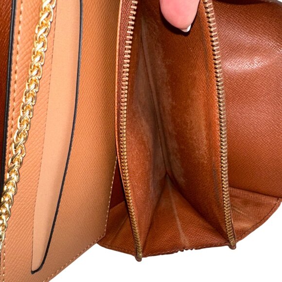 Tan Wallet insert With Gold Chain Strap Wallet to Crossbody/Shoulder bag - Picture 3 of 3